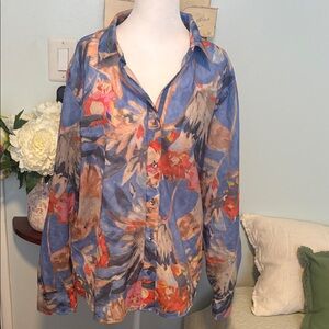 Nic&Zoe dreamscape crinkle shirt